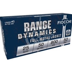 Fiocchi Ammunition, 25ACP, 50GR, FMJ, 50BX
