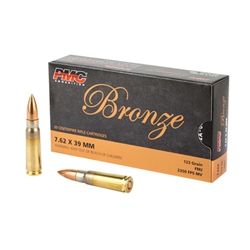 PMC Ammunition, Bronze, 762X39, 123 GR, FMJ, 20 BX