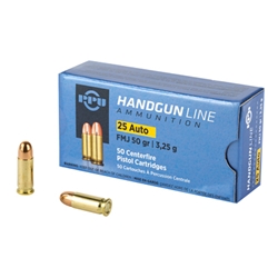 Prvi Partizan Ammunition, 25ACP, 50GR, FMJ, 50BX