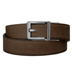 Kore Essentials, Coffee Buffalo Leather Gun Belt, 1.5", X1 Gunmetal Buckle