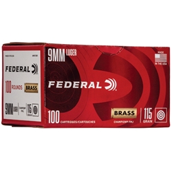 Federal, Champion, 9MM, 115 GR, FMJ, 100 BX