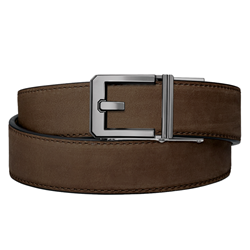 Kore Essentials, Coffee Buffalo Leather Gunbelt, 1.5",  X3 Gunmetal Buckle