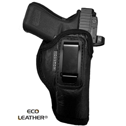 Houston Gun Holsters ECO - LEATHER Holster IWB with metal clip, Black, Size: 57G (RH), Optic Cut