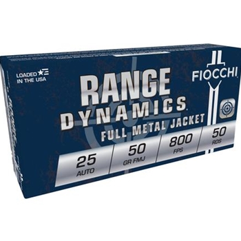 Fiocchi Ammunition, 25ACP, 50GR, FMJ, 50BX