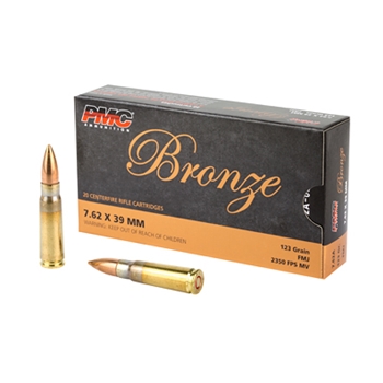 PMC Ammunition, Bronze, 762X39, 123 GR, FMJ, 20 BX