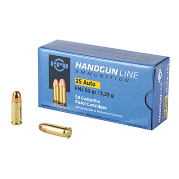 Prvi Partizan Ammunition, 25ACP, 50GR, FMJ, 50BX