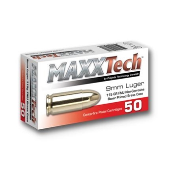 MAXX Tech 9mm 115 GR FMJ 50 BX