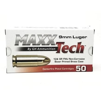 MAXX Tech 9mm 124 GR FMJ 50 BX