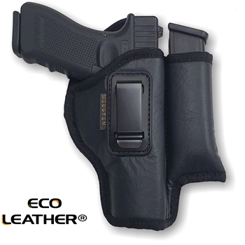 Houston Gun Holsters ECO-LEATHER Holster IWB w/Mag & Laser, Black, Size CHPMG 58AL (LH)