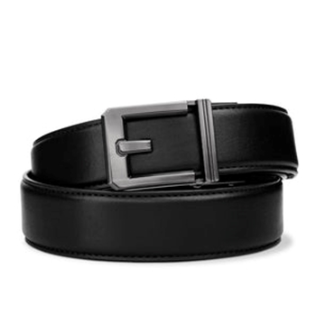 Kore Essentials, Black Leather Gun Belt, 1.5", X6 Gunmetal Buckle