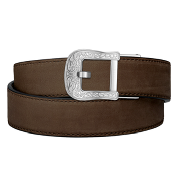 Kore Essentials, Coffee Buffalo Leather Gun Belt, 1.5", Rodeo Buckle