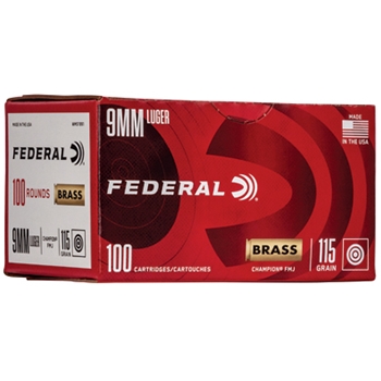 Federal, Champion, 9MM, 115 GR, FMJ, 100 BX
