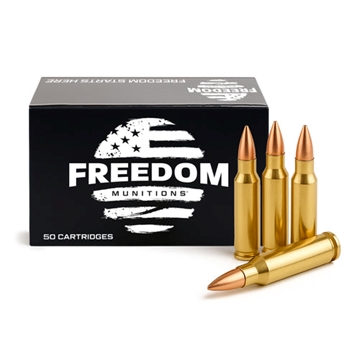 Freedom Munitions, 223 Remington, 62 GR, FMJ, 50 BX