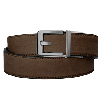 Kore Essentials, Coffee Buffalo Leather Gunbelt, 1.5",  X3 Gunmetal Buckle